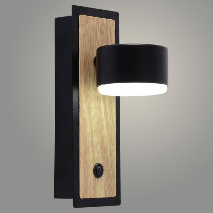 Бра XI4521/1 BK+WOOD черный/дерево 1х15W GX53 d125 h220, HN25